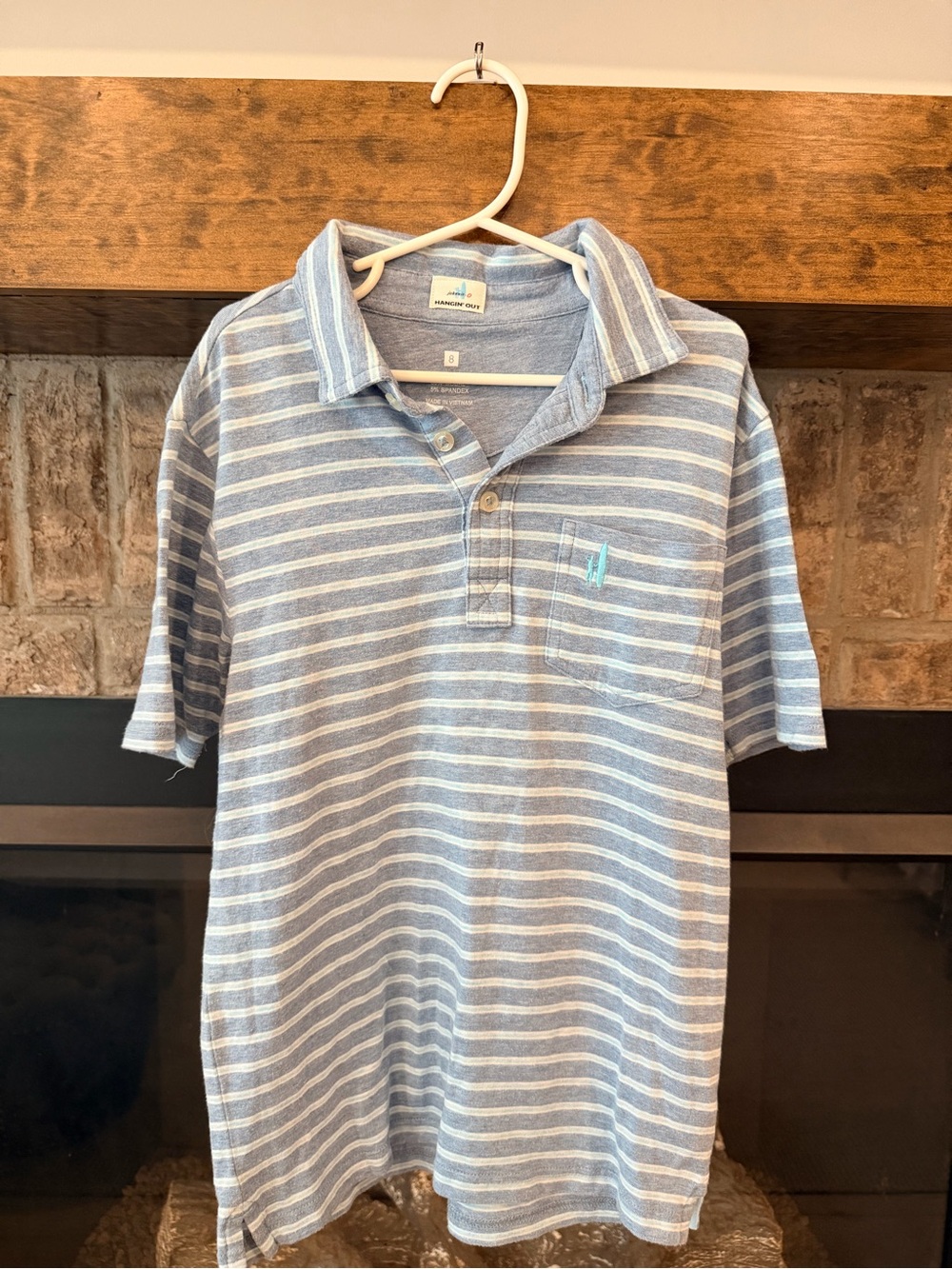 Tommy Bahama Light Blue and White Striped Polo